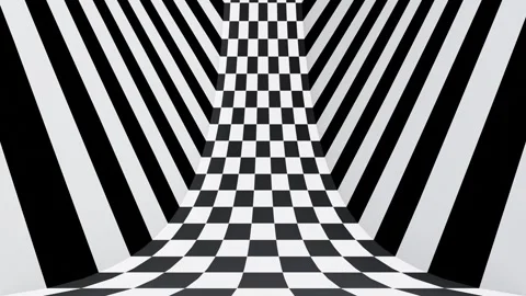 Black and white checker road optical illusion loop animation Stock Footage 278692995