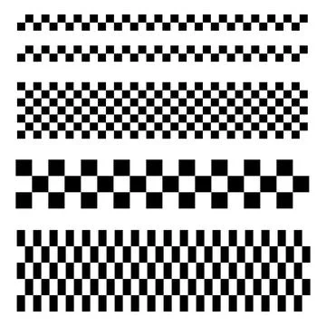 Black and White Checkerboard Pattern Stripes Collection Stock Illustration