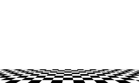 Black and white checkered abstract cosmic background with perspective view. Stock Illustration