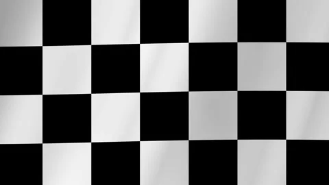A black and white checkered flag waving in a realistic 3D animation Stock Footage 319610702