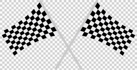 Black and white checkered flags are crossed, symbolizing the end of a race,.. Stock Illustration