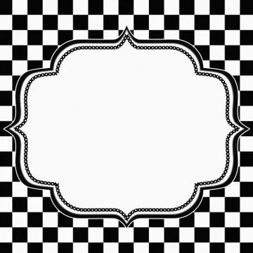 Black and white checkered frame with embroidery background Stock Illustration