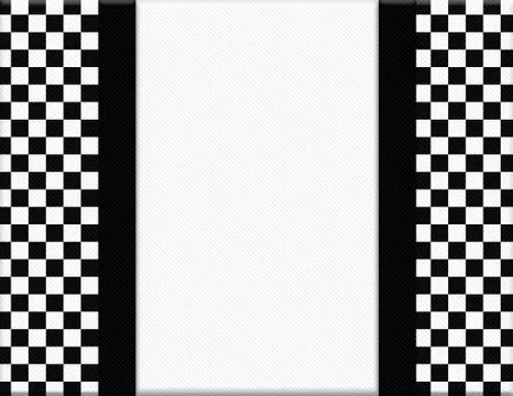 Black and white checkered frame with ribbon background Stock Illustration