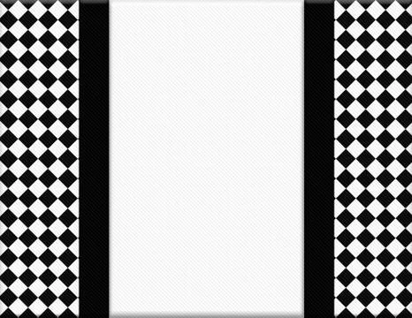 Black and white checkered frame with ribbon background Stock Illustration