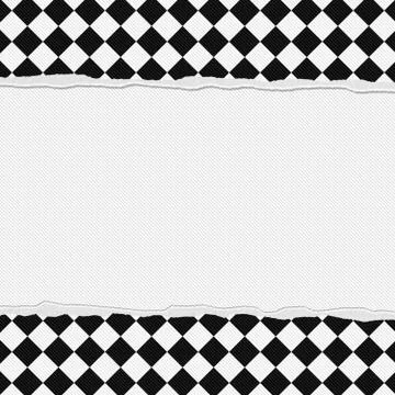 Black and white checkered frame with torn background Stock Illustration