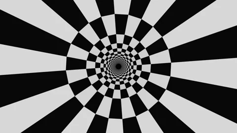 Black and white checkered pattern creates a sense of depth and motion Stock Footage 336995202