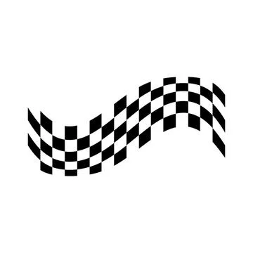 A black and white checkered pattern forms a wavy shape against a white backgr Stock Illustration