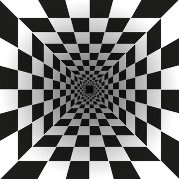 Black and White checkered perspective geometric background Stock Illustration