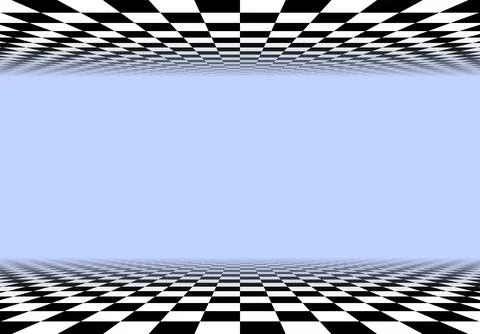 Black and white checkered perspective grid frame. Chessboard floor and ceiling 库存插图