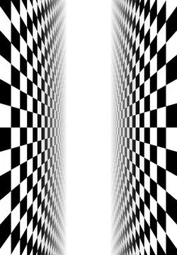 Black and white checkered perspective grid frame. Chessboard left and right 库存插图