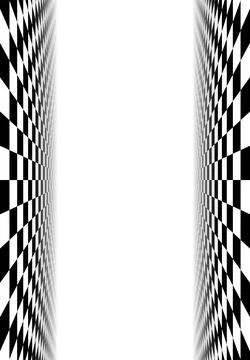 Black and white checkered perspective grid frame. Chessboard left and right Stock Illustration
