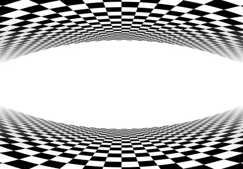 Black and white checkered perspective grid frame. Chessboard floor and ceiling 스톡 일러스트