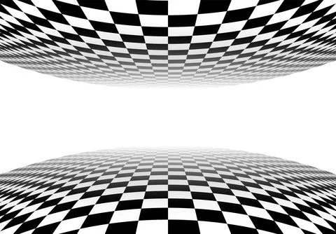 Black and white checkered perspective grid frame. Chessboard floor and ceiling Stock Illustration