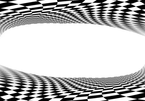 Black and white checkered perspective grid frame. Chessboard floor and ceiling 스톡 일러스트