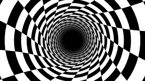 Black and White Checkered Tunnel Animation Loop Stock Footage 343555025
