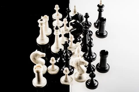 Black and white chess figures Stock Photos