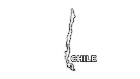 Black And White Chile Map Outline Minimalist Monochrome Illustration Stock Illustration