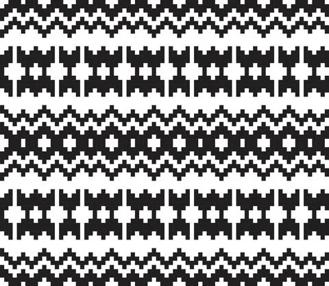 Black and White Christmas Fair Isle Seamless Pattern Background Stock Illustration