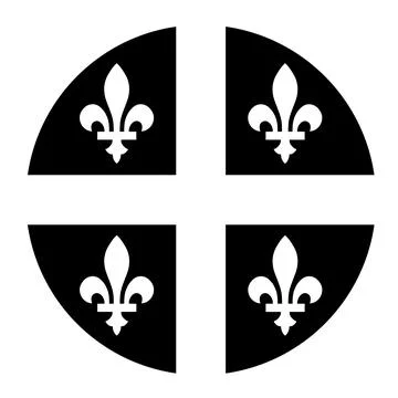 Black and white Circle flag of Quebec button vector illustration isolated Stock Illustration
