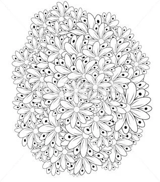 Black and white circle flower ornament, ornamental round lace design. Floral Stock Illustration