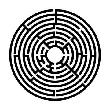 Black and White Circle labyrinth, Maze for kids, Children riddle game Stock Illustration
