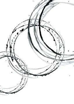 Black and white circle lines. Hand-drawn circle. Monochrome design for posters Stock Illustration