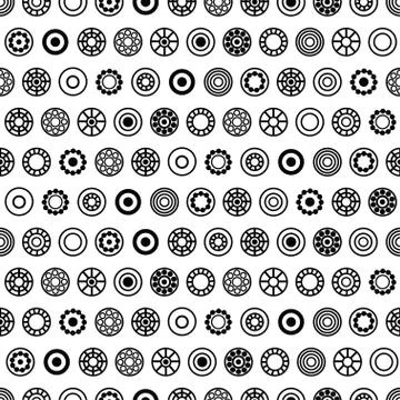 Black and white circle vector seamless pattern. Illustrazione stock