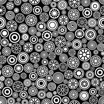 Black and white circle vector seamless pattern. Illustrazione stock