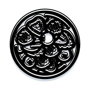 Black and white circular abstract pattern design element Stock Illustration
