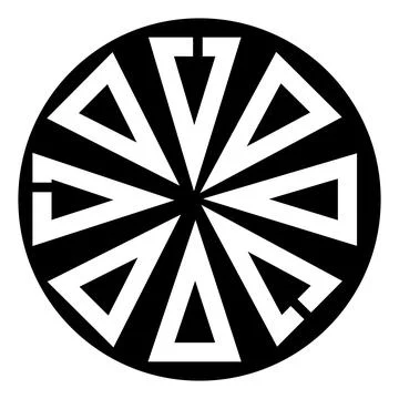 Black and white circular abstract geometric design 库存插图