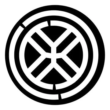 Black and white circular abstract geometric symbol Stock Illustration