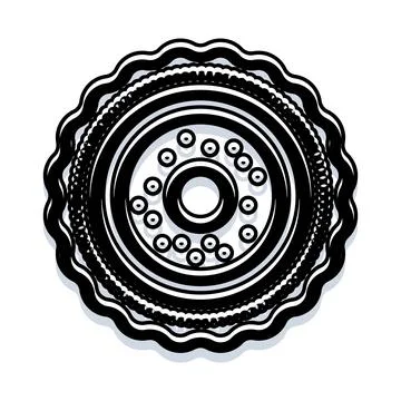 Black and white circular decorative emblem design Stock Illustration