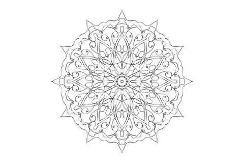 Black and white circular design showcasing a detailed mandala motif Stockillustratie