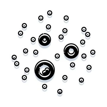 Black and white circular elements with shadows Stock Illustration