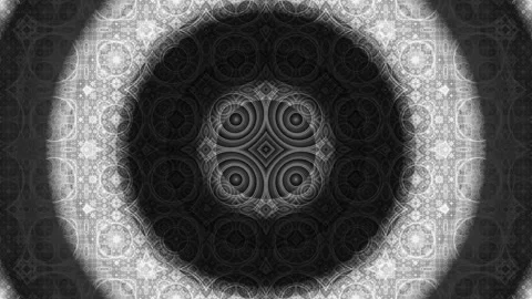 Black And White Circular Hypnotic Kaleidoscope Mandala Loop Stock Footage 287829850