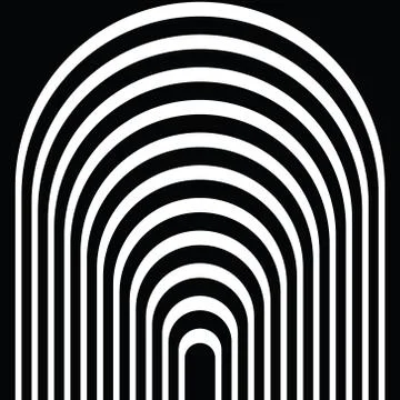 Black and white circular lines tunnel. 스톡 일러스트