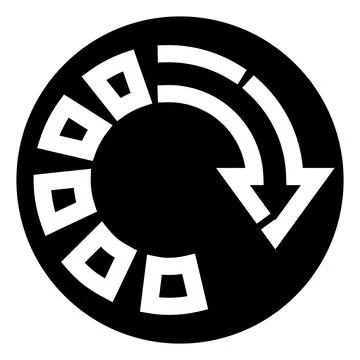 Black and white circular loading and refresh icon Stock Illustration