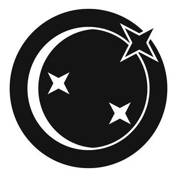 Black and white circular logo featuring three stars forming a crescent shape Stock Illustration
