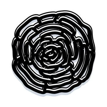 Black and white circular maze rose pattern Stock Illustration