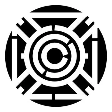 Black and white circular maze solving challenge Stock Illustration