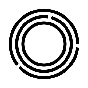 Black and white circular maze icon design Illustrazione stock