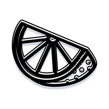 Black and white citrus fruit wedge illustration Stock Illustration