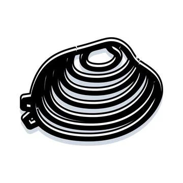 Black and white clam shell line art illustration 库存插图