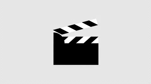 A black and white clapper board icon concept animation with alpha channel Stock Footage 309491951
