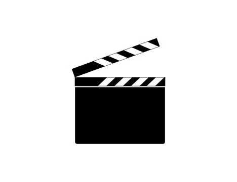 Black And White Clapperboard Icon On White Background Symbolizing Film Produc Stock Illustration
