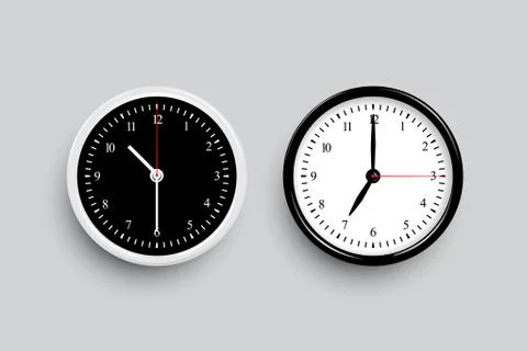 Black and white classic clock faces. Vector black and white clock templates Stock Illustration