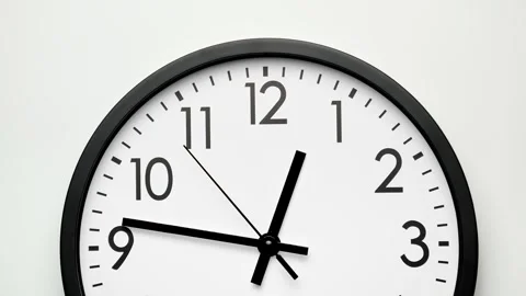 Black and white clock face. Time ticking on classic wall clock. Timelapse. 스톡 동영상 298486648