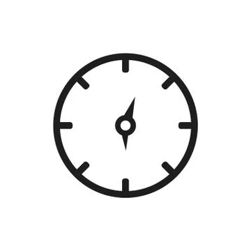 Black and white clock icon with white background Stock Illustration
