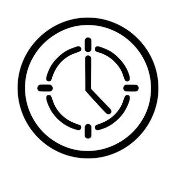 Black and white clock icon illustration Stock-Illustration