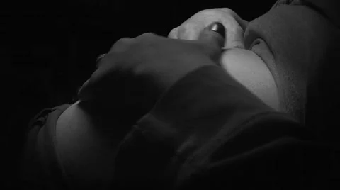Black and White Close up Video of Mother massaging Pregnant Belly affectiona Stock Footage 49079527